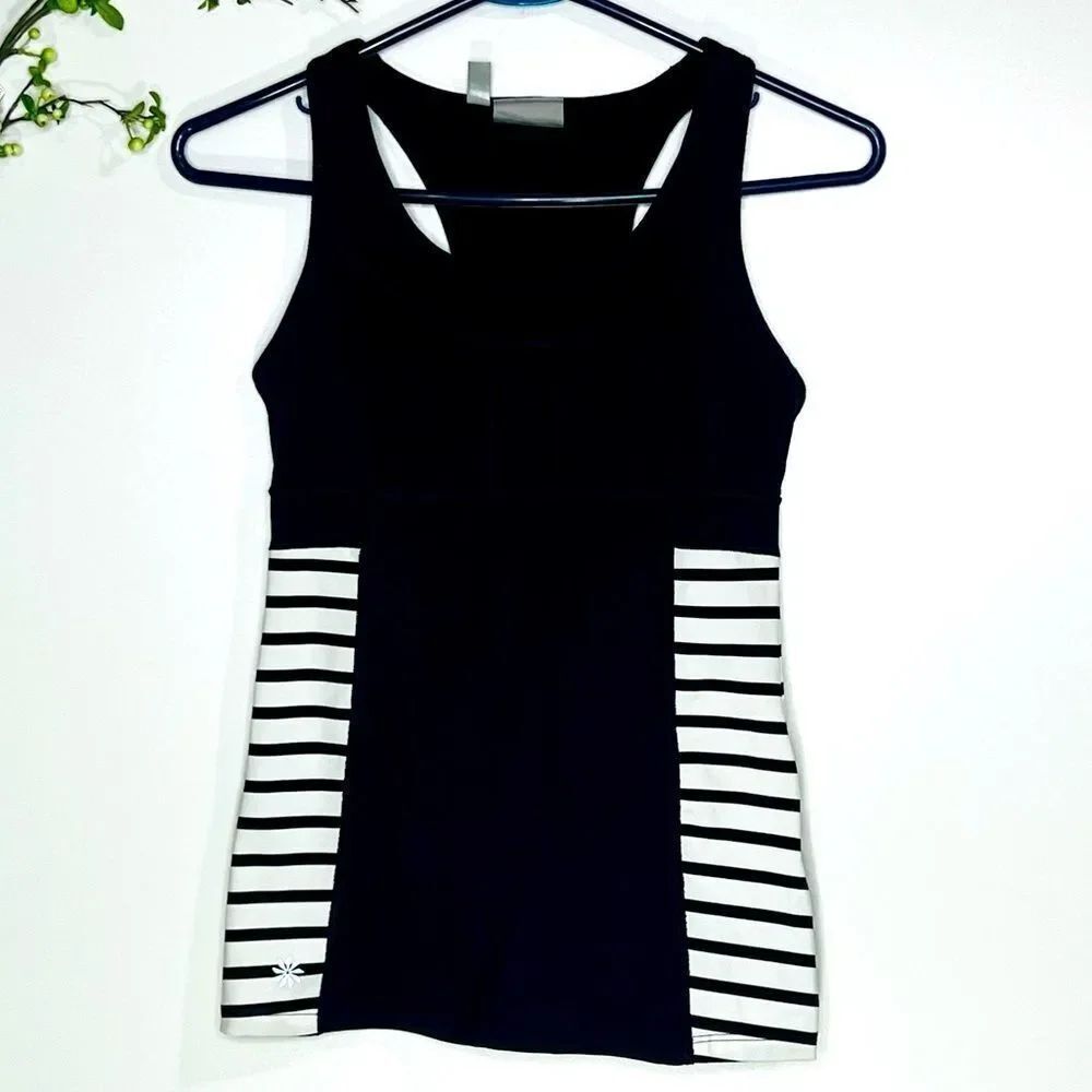 Athleta Navy Blue White Stripe Racerback Tank